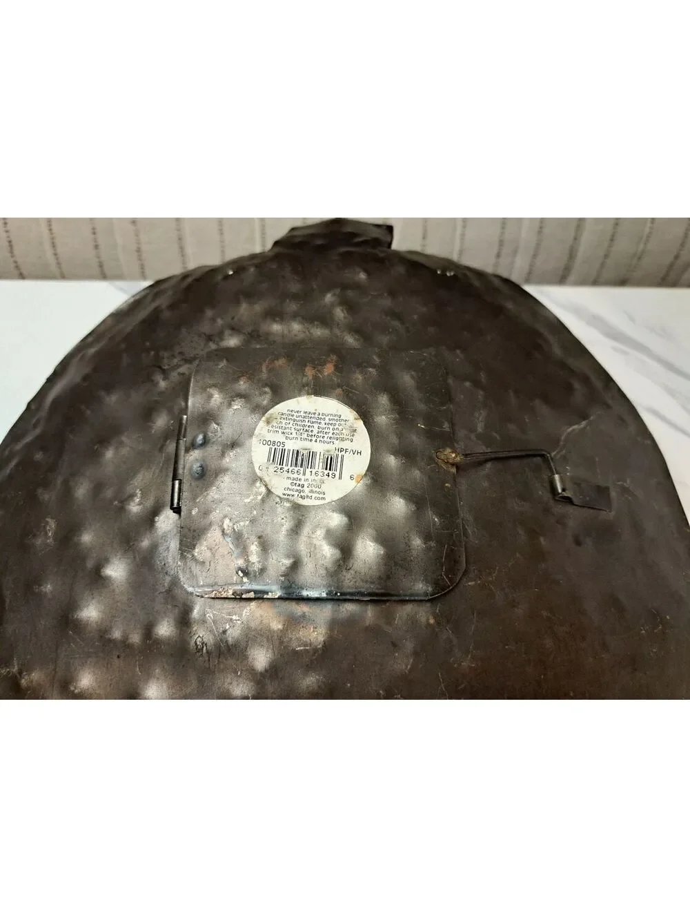 Vintage Distressed Metal Jack-o'-Lantern Hanging Luminary Halloween Decoration